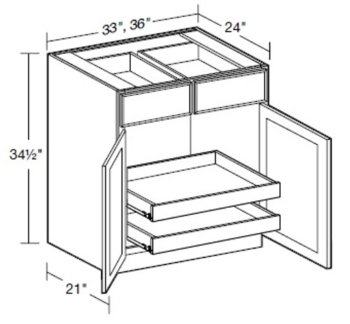 Ideal Cabinetry Nantucket Polar White Base Cabinet - B33-2T-NPW