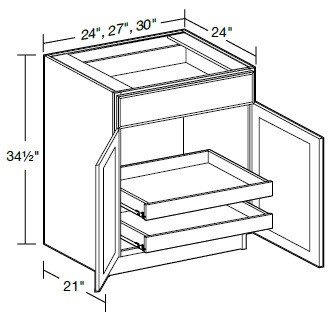 Ideal Cabinetry Nantucket Polar White Base Cabinet - B27-2T-NPW