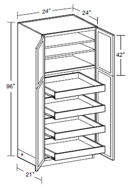 Ideal Cabinetry Nantucket Polar White Pantry Cabinet - U242496-4T-NPW