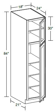 Ideal Cabinetry Nantucket Polar White Pantry Cabinet - Glass Doors - U182484PFG-NPW