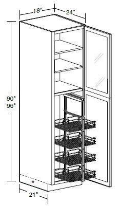 Ideal Cabinetry Nantucket Polar White Pantry Cabinet - Glass Doors - U182490PFG-PO4WS-NPW