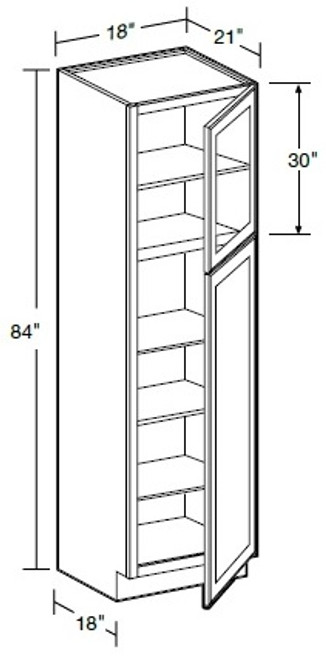 Ideal Cabinetry Nantucket Polar White Two Door Linen Cabinet - Glass Doors - VLC182184PFG-NPW