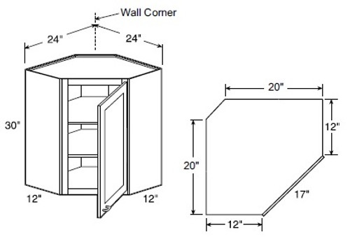 Ideal Cabinetry Wembley Valley Gray Angled Cabinet - WA2430-WVG