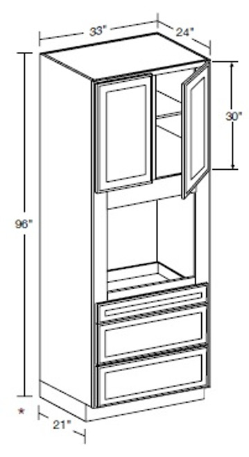 Ideal Cabinetry Wembley Valley Gray Oven Cabinet - OC332496U-WVG