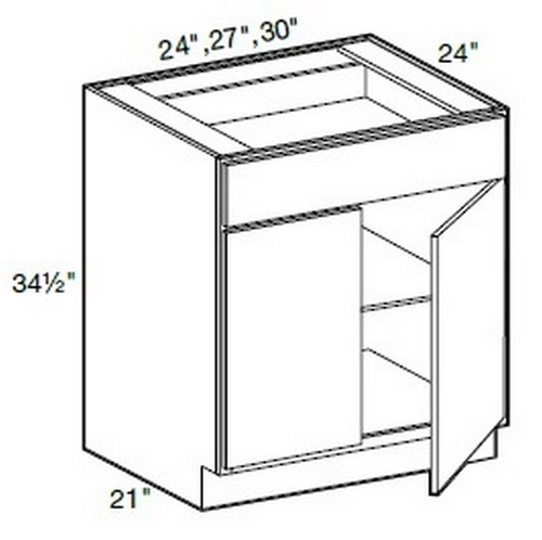 Ideal Cabinetry Manhattan High Gloss White Base Cabinet - B30-MHW
