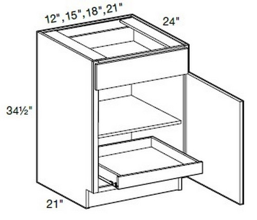Ideal Cabinetry Manhattan High Gloss White Base Cabinet - B18-1T-MHW
