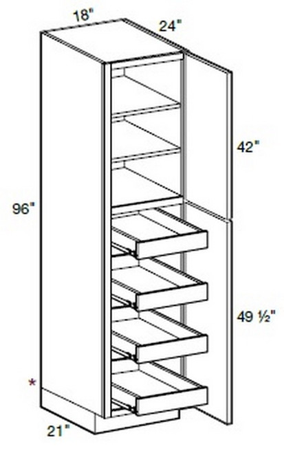 Ideal Cabinetry Manhattan High Gloss White Pantry Cabinet - U182496-4T-MHW