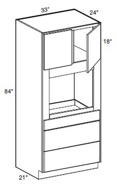 Ideal Cabinetry Manhattan High Gloss White Oven Cabinet - OC332484U-MHW