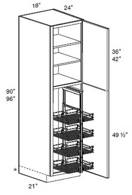 Ideal Cabinetry Manhattan High Gloss White Pantry Cabinet - U182490-PO4WS-MHW