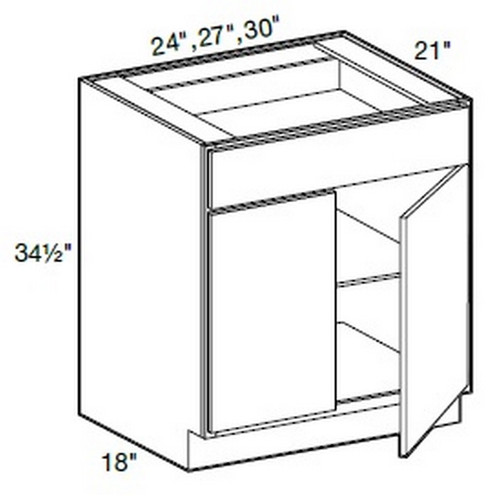 Ideal Cabinetry Manhattan High Gloss White Double Door Vanity Base Cabinet - VB2421-MHW