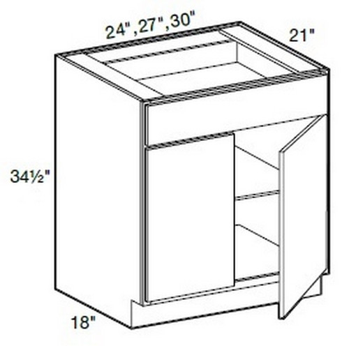 Ideal Cabinetry Manhattan High Gloss White Double Door Vanity Base Cabinet - VB2721-MHW