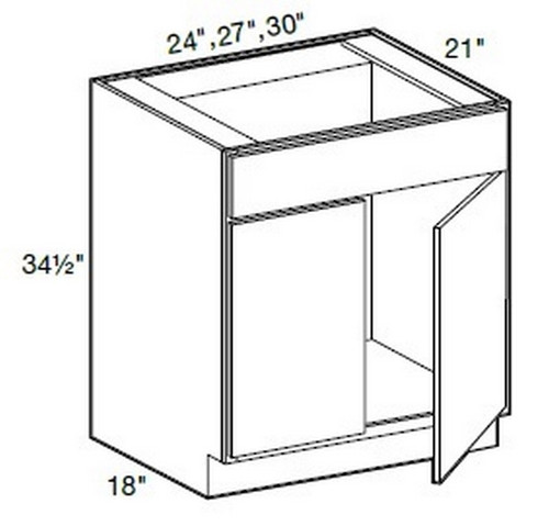 Ideal Cabinetry Manhattan High Gloss White Double Door Vanity Sink Base Cabinet - VSB2721-MHW