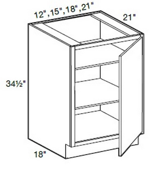 Ideal Cabinetry Manhattan High Gloss White Single Full Height Door Vanity Base Cabinet - VB1221FH-MHW