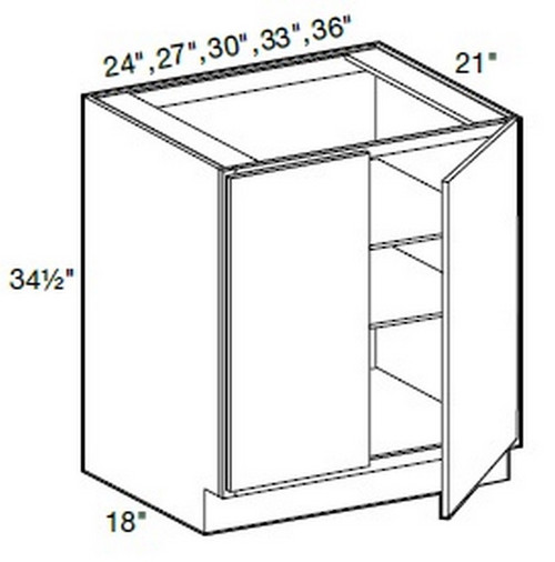 Ideal Cabinetry Manhattan High Gloss White Double Full Height Door Vanity Base Cabinet - VB2421FH-MHW