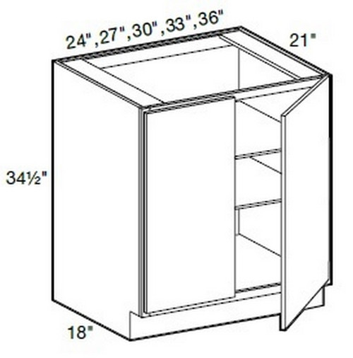 Ideal Cabinetry Manhattan High Gloss White Double Full Height Door Vanity Base Cabinet - VB3621FH-MHW