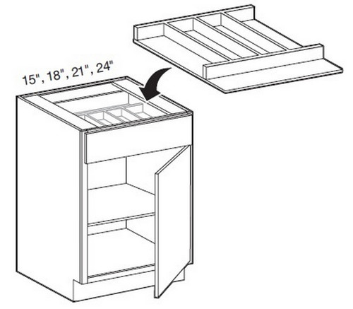 Ideal Cabinetry Manhattan High Gloss White Utensil Divider Tray - UTD24-MHW