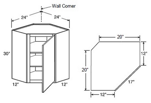 Ideal Cabinetry Manhattan High Gloss Metallic Angled Cabinet - WA2430-MHM
