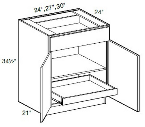 Ideal Cabinetry Manhattan High Gloss Metallic Base Cabinet - B24-1T-MHM