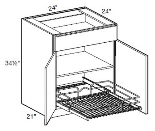 Ideal Cabinetry Manhattan High Gloss Metallic Base Cabinet - B24-1WT-MHM