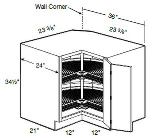 Ideal Cabinetry Manhattan High Gloss Metallic Base Cabinet - EZR36-2WLS-MHM