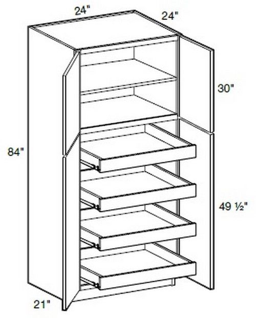 Ideal Cabinetry Manhattan High Gloss Metallic Pantry Cabinet - U242484-4T-MHM