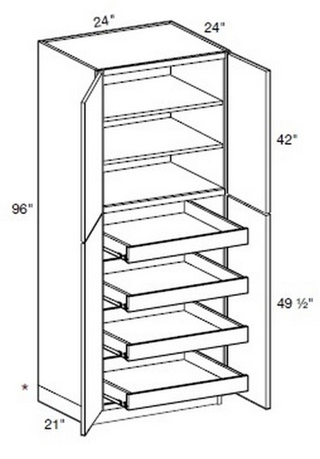 Ideal Cabinetry Manhattan High Gloss Metallic Pantry Cabinet - U242496-4T-MHM