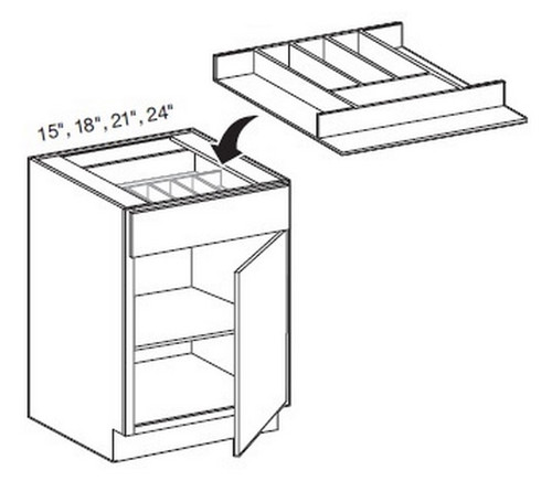 Ideal Cabinetry Manhattan High Gloss Metallic Cutlery Divider Tray - CDT21-MHM