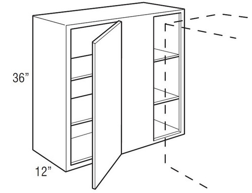 Mantra Cabinetry - Classic Stain - Wall Corner Single Door Cabinets - WC3636S-CLASSIC BARK