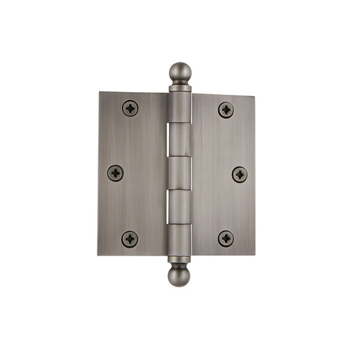 Grandeur Hardware - 3.5" Ball Tip Residential Hinge with Square Corners - Antique Pewter - BALHNG - 808989