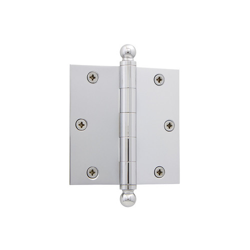 Grandeur Hardware - 3.5" Ball Tip Residential Hinge with Square Corners - Bright Chrome - BALHNG - 808990