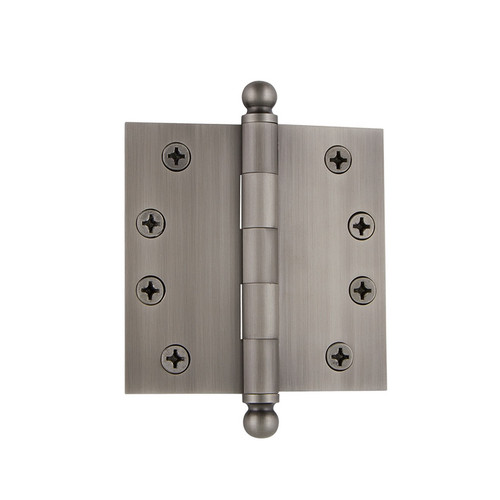 Grandeur Hardware - 4" Ball Tip Heavy Duty Hinge with Square Corners - Antique Pewter - BALHNG - 809017