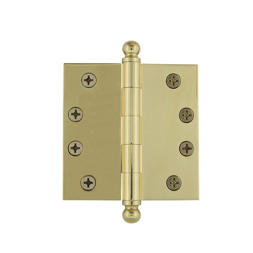 Grandeur Hardware - 4" Ball Tip Heavy Duty Hinge with Square Corners - Polished Brass - BALHNG - 809019