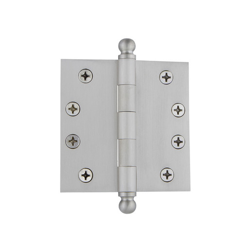 Grandeur Hardware - 4" Ball Tip Heavy Duty Hinge with Square Corners - Satin Nickel - BALHNG - 809020