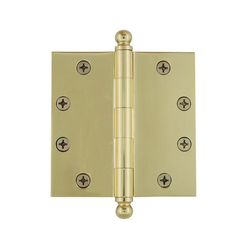 Grandeur Hardware - 4.5" Ball Tip Heavy Duty Hinge with Square Corners - Unlacquered Brass - BALHNG - 809029