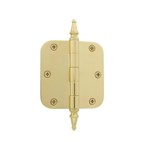 Grandeur Hardware - 3.5" Steeple Tip Residential Hinge with 5/8" Radius Corners - Polished Brass - STEHNG - 812194