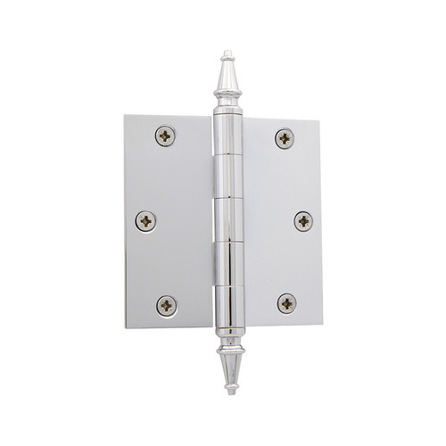 Grandeur Hardware - 3.5" Steeple Tip Residential Hinge with Square Corners - Bright Chrome - STEHNG - 812202