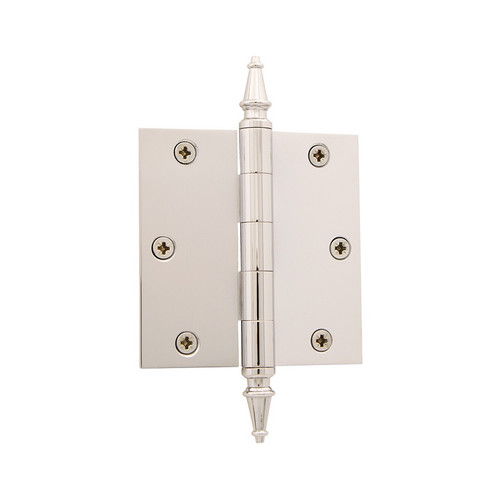 Grandeur Hardware - 3.5" Steeple Tip Residential Hinge with Square Corners - Polished Nickel - STEHNG - 812204