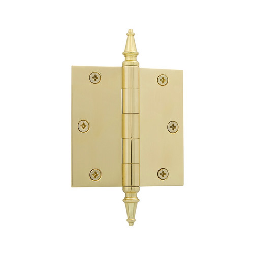 Grandeur Hardware - 3.5" Steeple Tip Residential Hinge with Square Corners - Unlacquered Brass - STEHNG - 813023