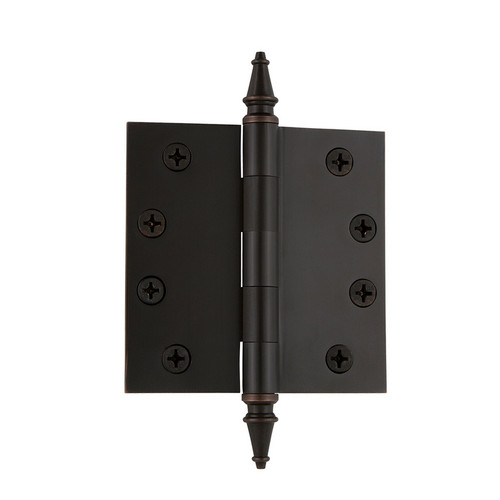 Grandeur Hardware - 4" Steeple Tip Heavy Duty Hinge with Square Corners - Timeless Bronze - STEHNG - 814588