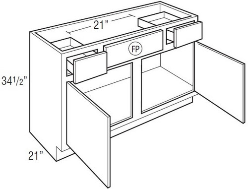 Mantra Cabinetry - Omni Paint - Vanity Sink Drawer Base Cabinets - 2VSD423421-OMNI SNOW