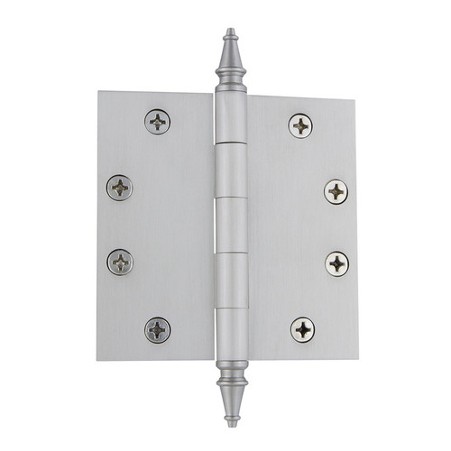 Grandeur Hardware - 4.5" Steeple Tip Heavy Duty Hinge with Square Corners - Satin Nickel - STEHNG - 819958