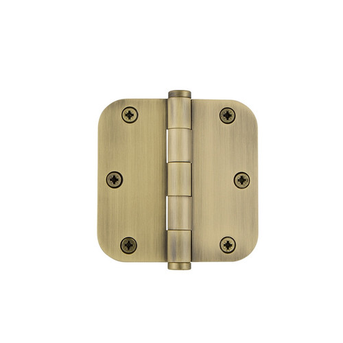 Grandeur Hardware - 3.5" Button Tip Residential Hinge with 5/8" Radius Corners - Vintage Brass - BUTHNG - 819961