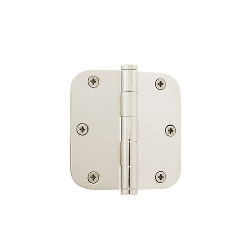 Grandeur Hardware - 3.5" Button Tip Residential Hinge with 5/8" Radius Corners - Polished Nickel - BUTHNG - 819965