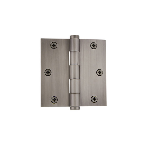 Grandeur Hardware - 3.5" Button Tip Residential Hinge with Square Corners - Antique Pewter - BUTHNG - 819970