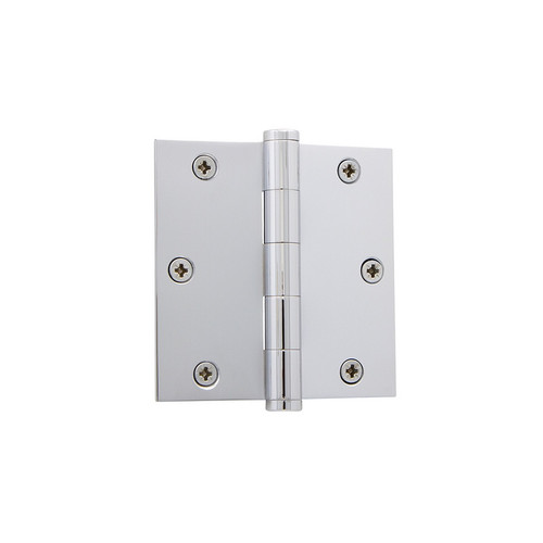 Grandeur Hardware - 3.5" Button Tip Residential Hinge with Square Corners - Bright Chrome - BUTHNG - 819971