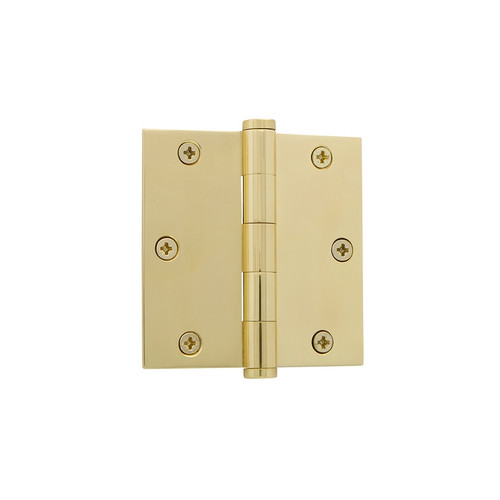 Grandeur Hardware - 3.5" Button Tip Residential Hinge with Square Corners - Polished Brass - BUTHNG - 819972