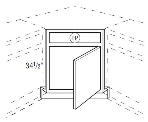 Mantra Cabinetry - Omni Paint - Angled Corner Sink Front Cabinets - ACSF36R-OMNI MINERAL