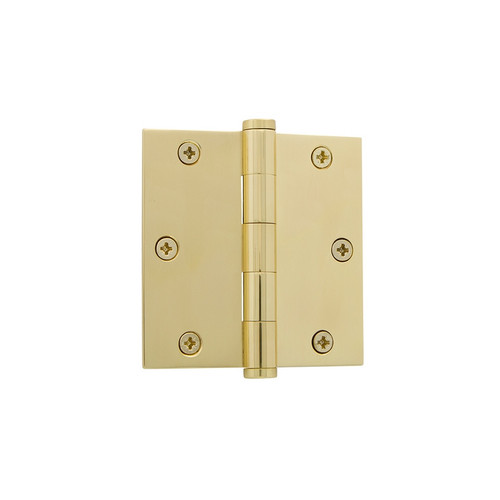 Grandeur Hardware - 3.5" Button Tip Residential Hinge with Square Corners - Unlacquered Brass - BUTHNG - 819976