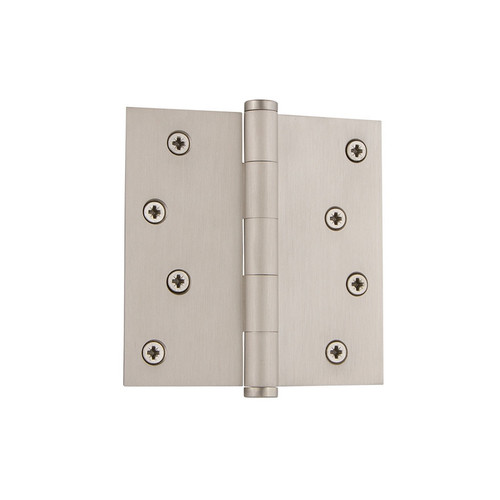 Grandeur Hardware - 4" Button Tip Residential Hinge with Square Corners - Satin Nickel - BUTHNG - 819990