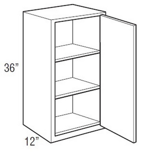 Mantra Cabinetry - Omni Paint - Wall Single Door Cabinets - W1236R-OMNI GRAPHITE